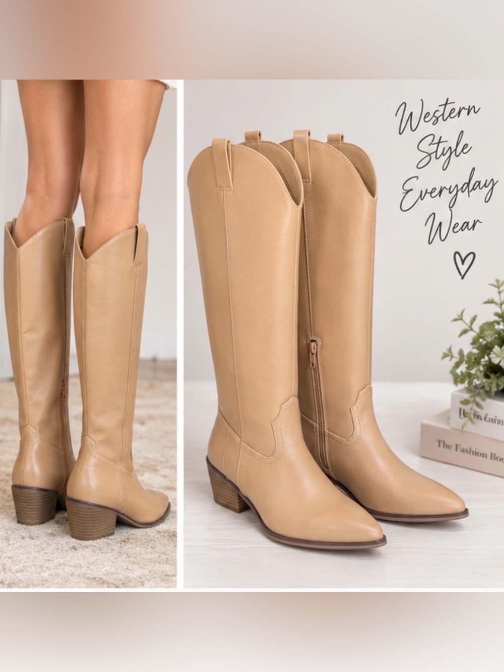 NWT Tan Knee-High Cowboy Boots | Women’s Size 6 | Western - Picture 7 of 17